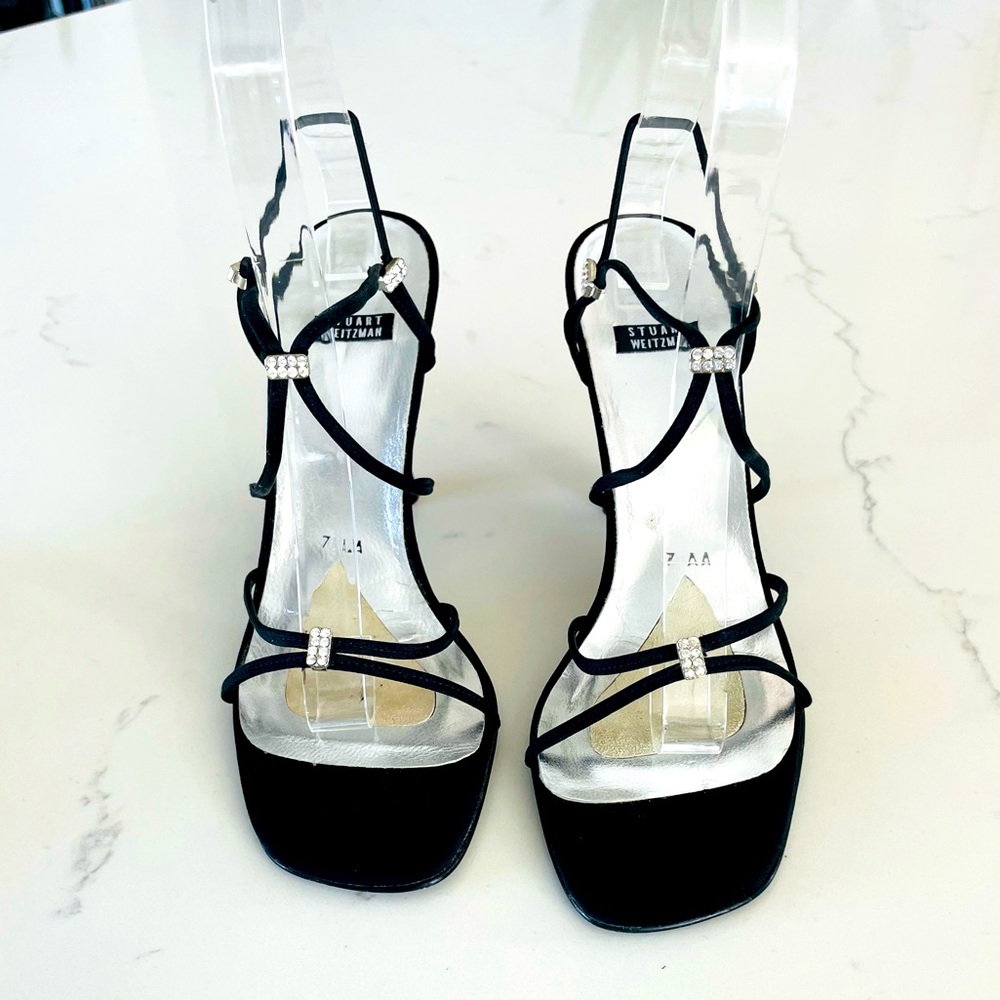 Stuart Weitzman | Strappy Heels w/ Rhinestone Detail - Picture 3 of 13